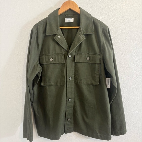 NWT Old Navy Utility Shirt Jacket Women’s Large Tall – Olive Green 100% Cotton - Picture 3 of 10